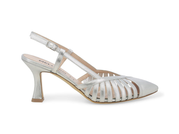 Melluso Décolleté Cerimonia Primavera Estate Pelle Metallizzata Argento E1670-235008